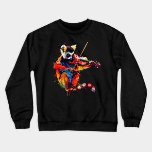 Lemur Playing Violin Crewneck Sweatshirt